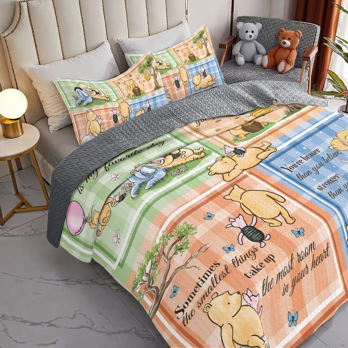 Shineful All Season Quilt 3-Piece Set Winnie the Pooh Patchwork Bliss