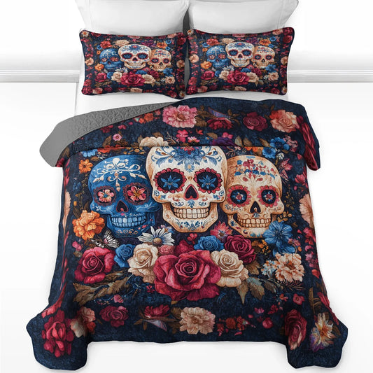 Shineful All Season Quilt 3-Piece Set - Sugar Skull Serenity