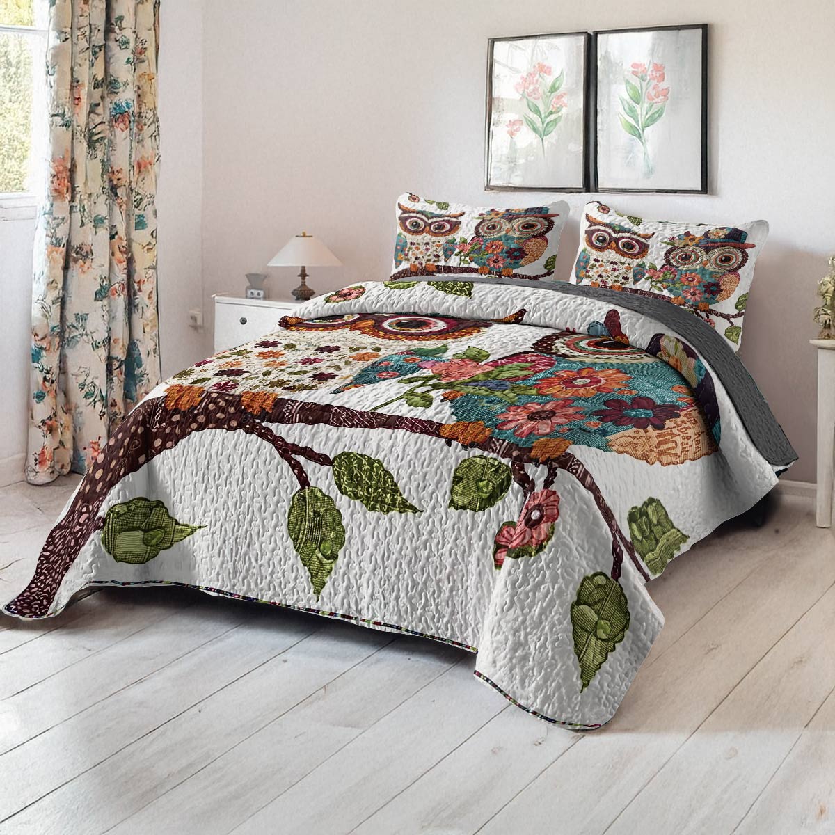 Shineful All Season Quilt 3-Piece Set - Forever Owl Love