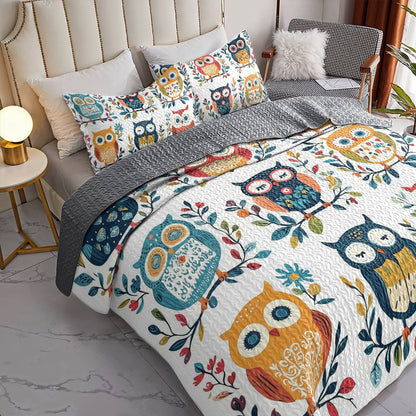 Shineful All Season Quilt 3-Piece Set - Whimsical Owl Harmony