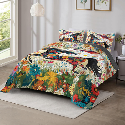 Shineful All Season Quilt 3-Piece Set Flower Racing