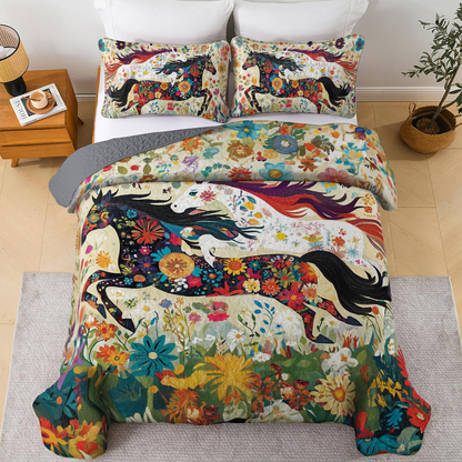 Shineful All Season Quilt 3-Piece Set Flower Racing