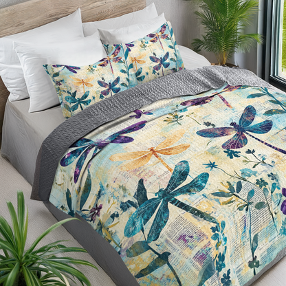 Shineful All Season Quilt 3-Piece Set - Dragonfly's Serenity