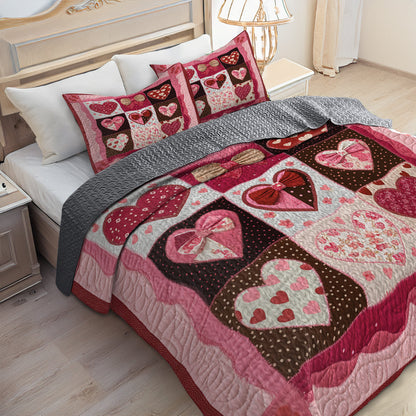 Shineful All Season Quilt 3-Piece Set Valentine Hearts