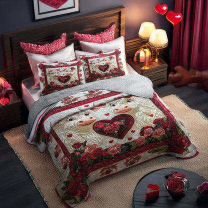 Shineful All Season Quilt 3-Piece Set Valentine Bovine Bliss