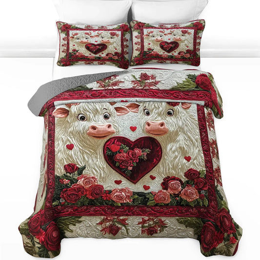 Shineful All Season Quilt 3-Piece Set Valentine Bovine Bliss