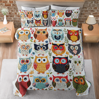 Shineful All Season Quilt 3-Piece Set - Owl Fiesta