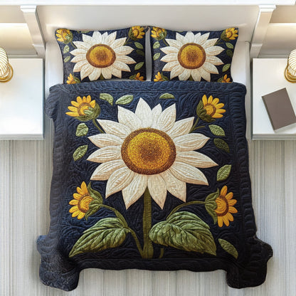 Shineful Flat Print All Season Quilt 3-Piece Set - Elegant Sunflower