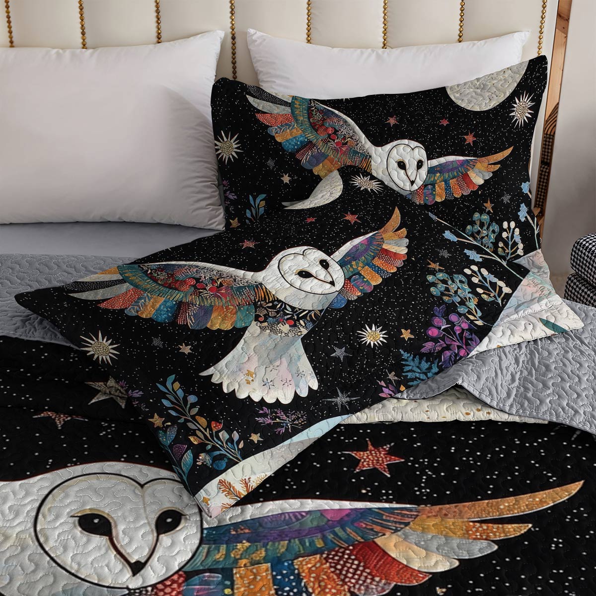 Shineful All Season Quilt 3-Piece Set - Celestial Flight Owl