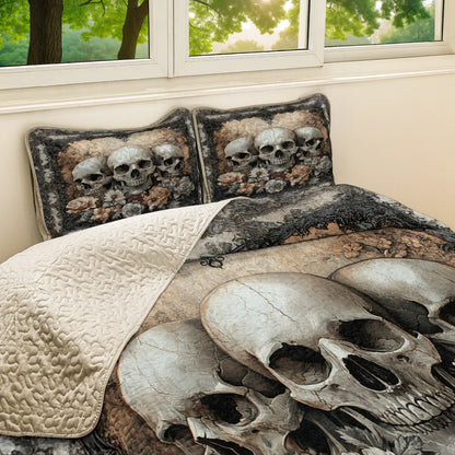 Shineful All Season Quilt 3-Piece Set - Ethereal Skull Garden