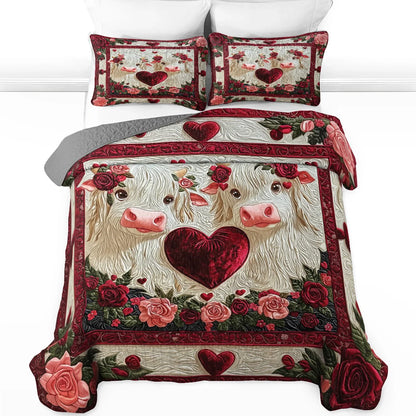 Shineful All Season Quilt 3-Piece Set Loving Hearts & Cows