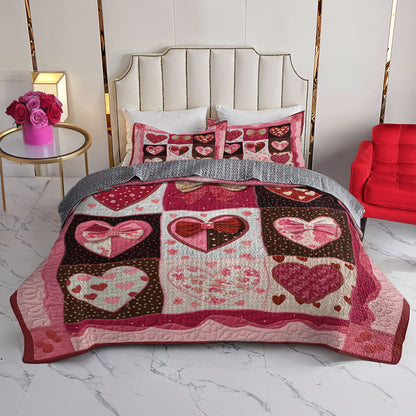 Shineful All Season Quilt 3-Piece Set Valentine Hearts