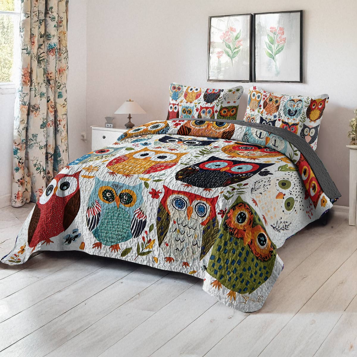 Shineful All Season Quilt 3-Piece Set - Owl Fiesta