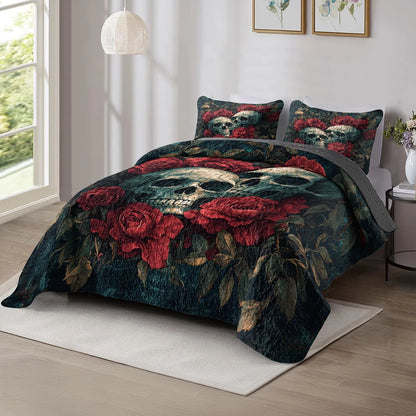 Shineful All Season Quilt 3-Piece Set - Eternal Rose Skull