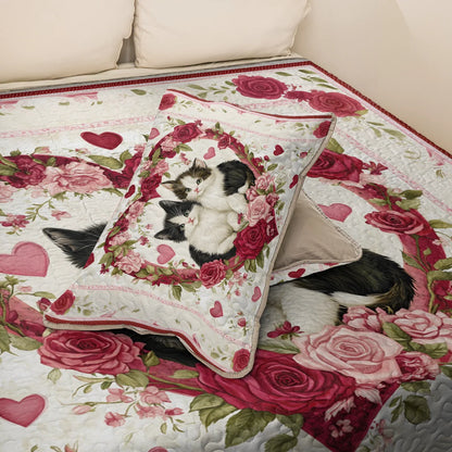 Shineful All Season Quilt 3-Piece Set  Feline Heart Charm