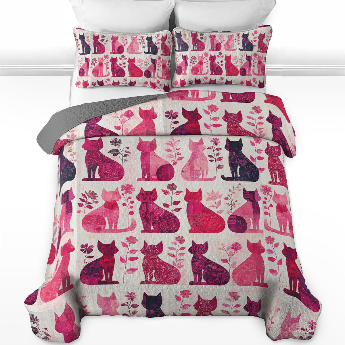 Shineful All Season Quilt 3-Piece Set Purrfectly Pink Paradise