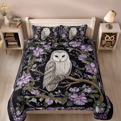 Shineful All Season Quilt 3-Piece Set - Twilight Bloom Owl