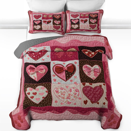 Shineful All Season Quilt 3-Piece Set Valentine Hearts