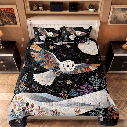 Shineful All Season Quilt 3-Piece Set - Celestial Flight Owl