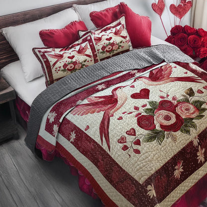 Shineful All Season Quilt 3-Piece Set Heartfelt Birds and Blooms