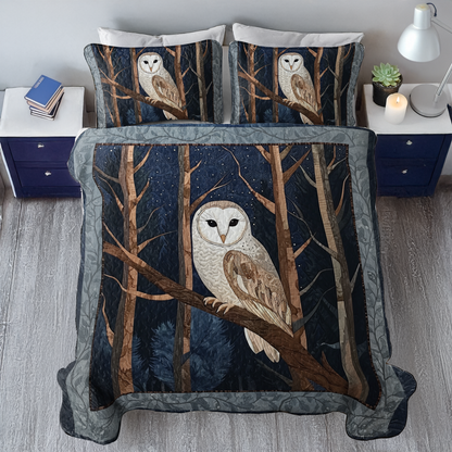 Shineful All Season Quilt 3-Piece Set - Mystic Barn Owl