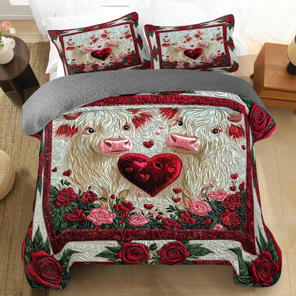 Shineful All Season Quilt 3-Piece Set Valentine Adorable Cow