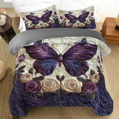 Shineful All Season Quilt 3-Piece Set Luxe Butterfly Comfort