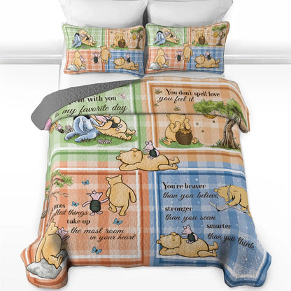 Shineful All Season Quilt 3-Piece Set Winnie the Pooh Patchwork Bliss