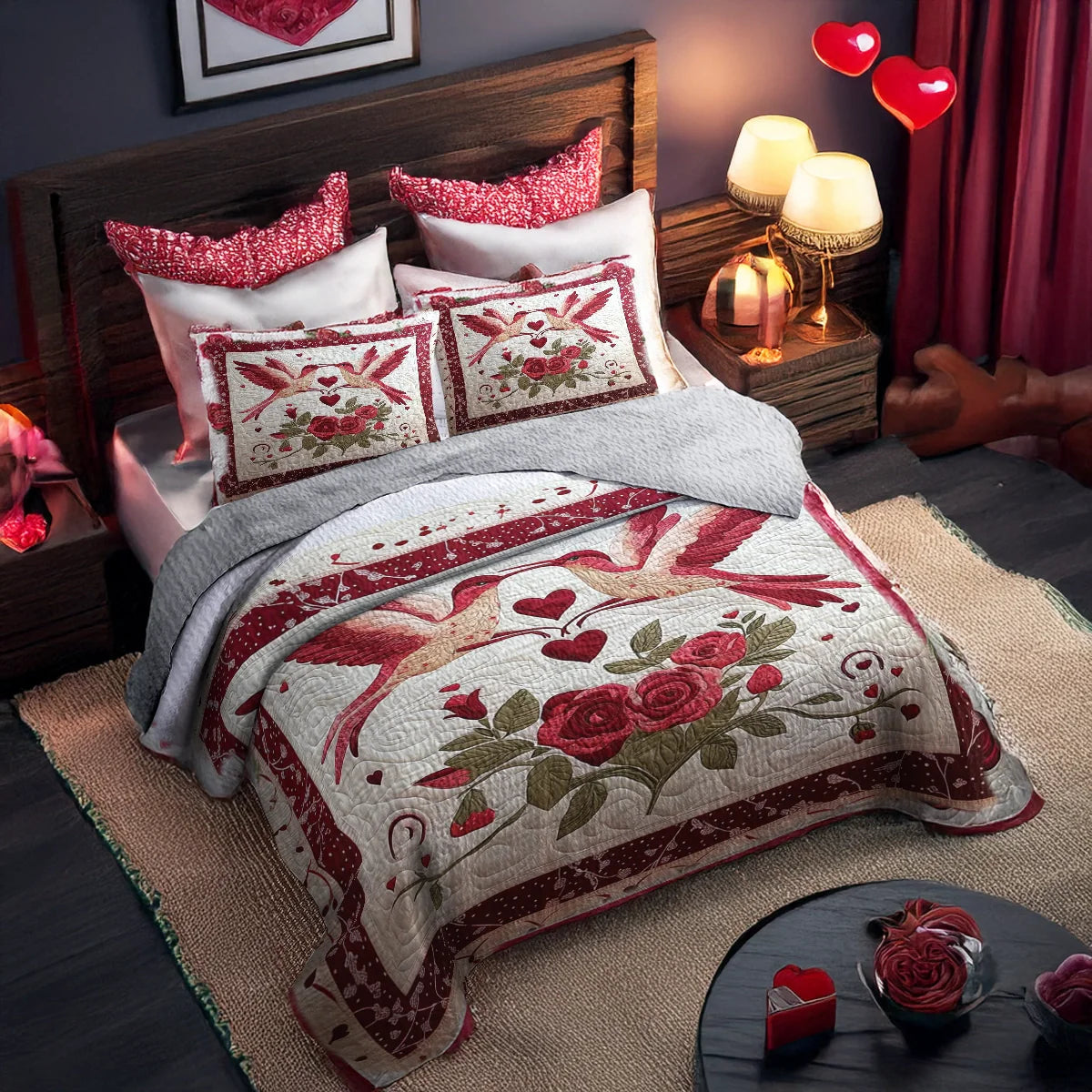 Shineful All Season Quilt 3-Piece Set Valentine Sweetheart Symphony