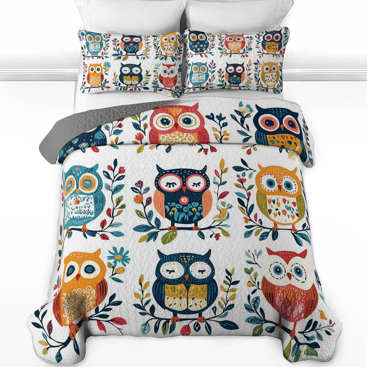 Shineful All Season Quilt 3-Piece Set - Whimsical Owl Harmony