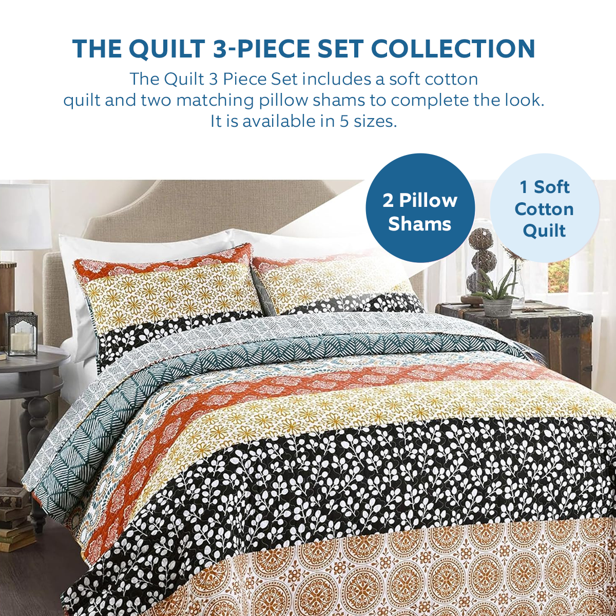 Shineful All Season Quilt 3-Piece Set - Ethereal Blue Harmony