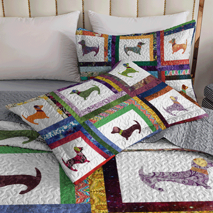 Shineful All Season Quilt 3-Piece Set Dachshund Friends