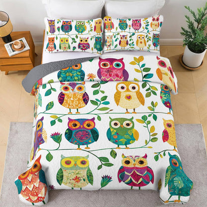 Shineful All Season Quilt 3-Piece Set - Whimsical Owl Garden