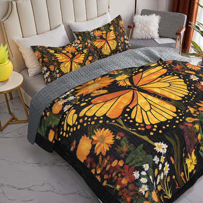 Shineful All Season Quilt 3-Piece Set Gogerous Monarch