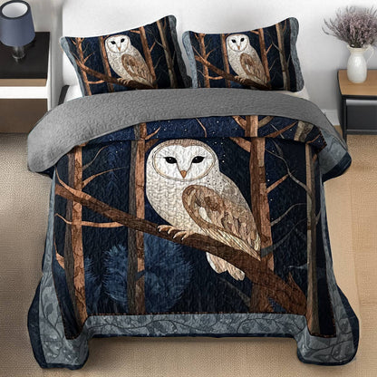 Shineful All Season Quilt 3-Piece Set - Mystic Barn Owl