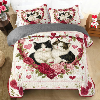 Shineful All Season Quilt 3-Piece Set  Feline Heart Charm