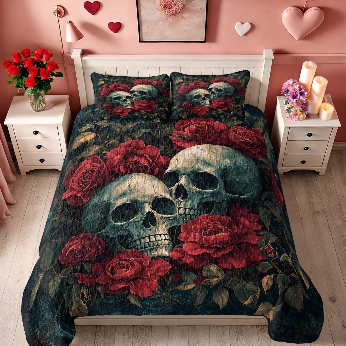 Shineful All Season Quilt 3-Piece Set - Eternal Rose Skull