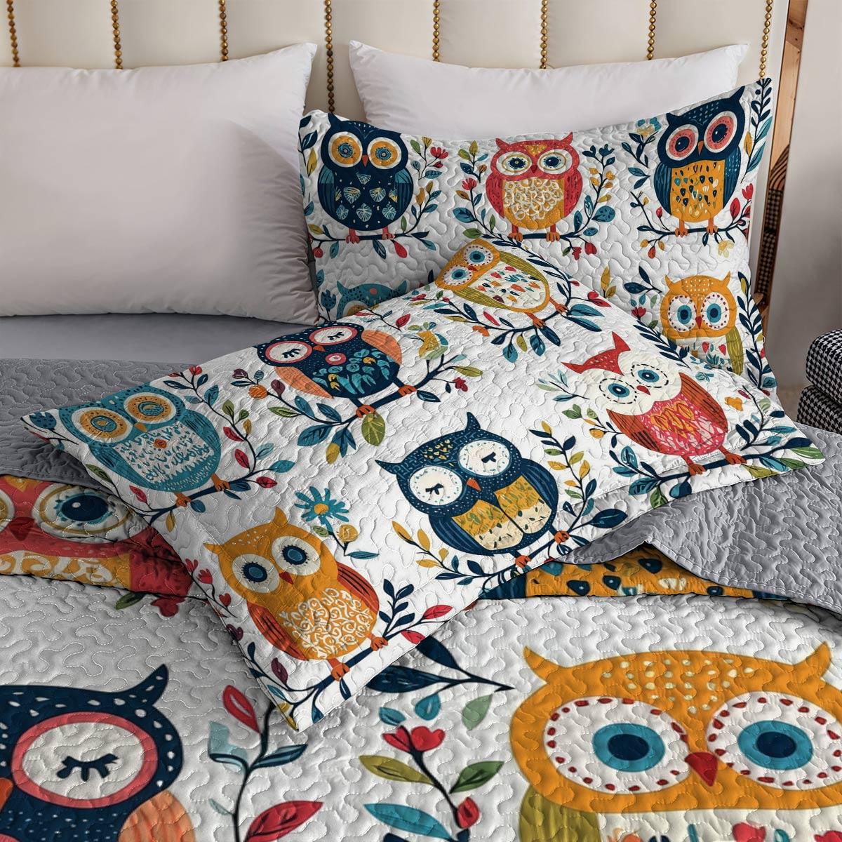 Shineful All Season Quilt 3-Piece Set - Whimsical Owl Harmony