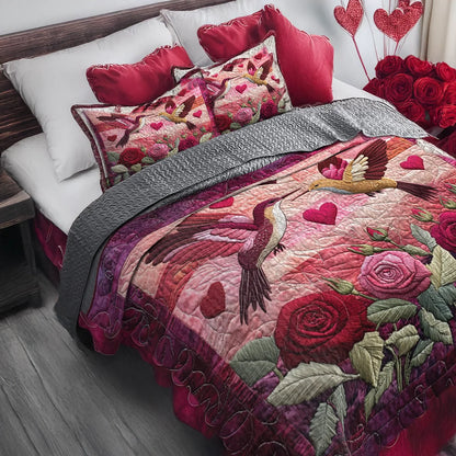 Shineful All Season Quilt 3-Piece Set Hearts & Roses Comforter