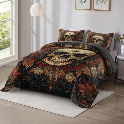 Shineful All Season Quilt 3-Piece Set - Gothic Bloom Elegance