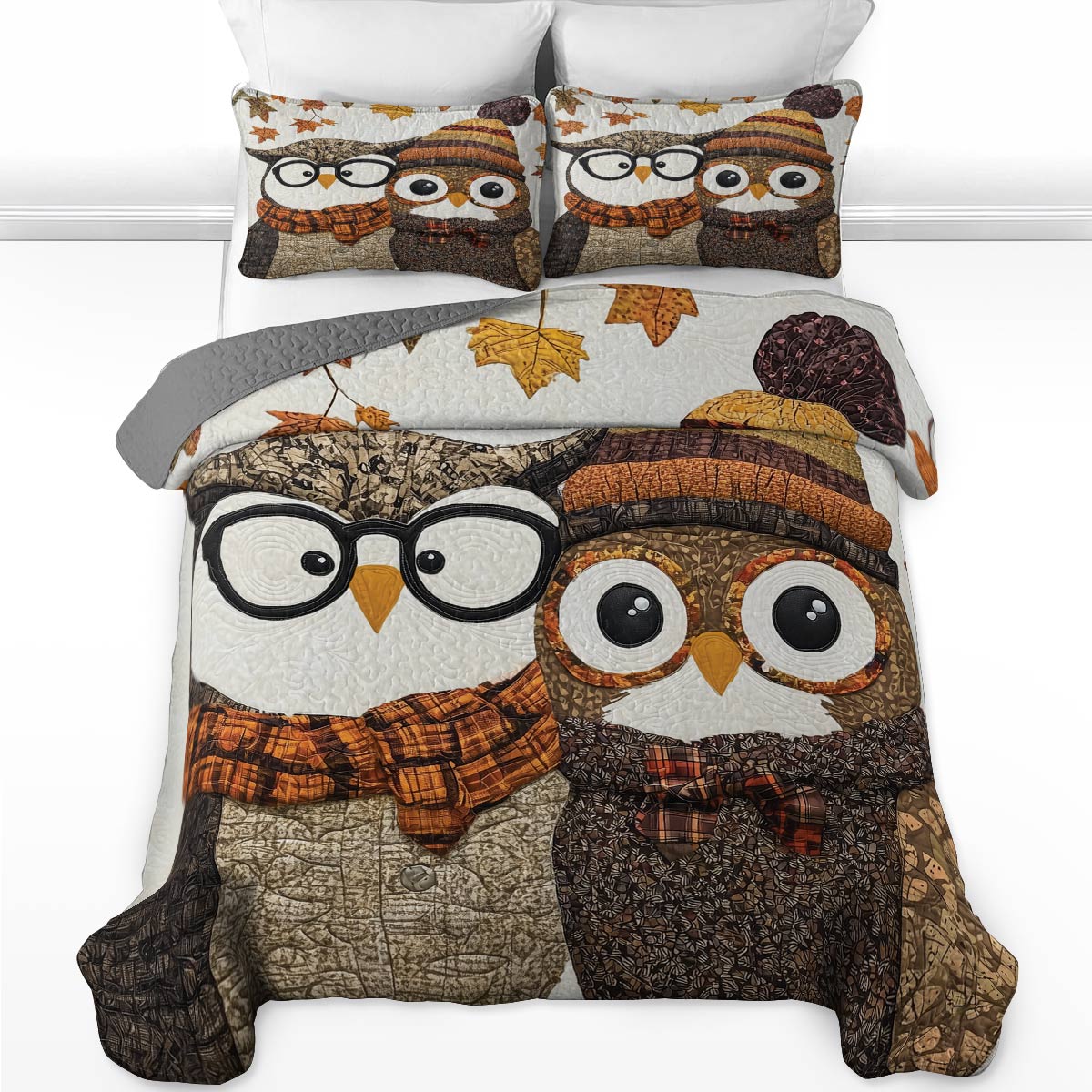 Shineful All Season Quilt 3-Piece Set - Cozy Owl Companions