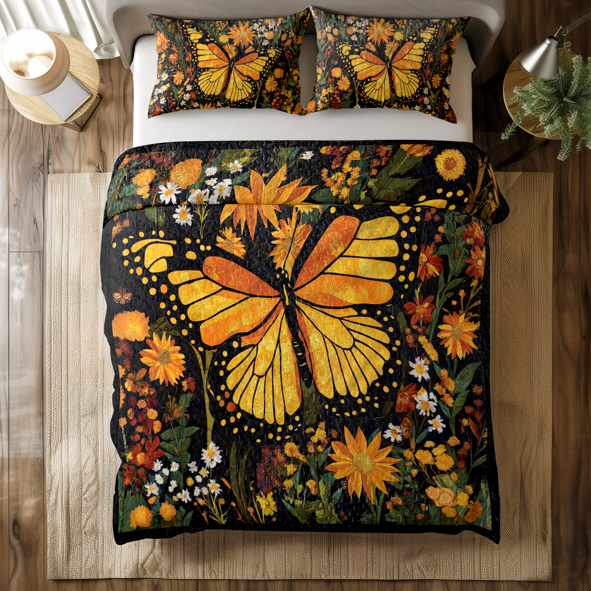 Shineful All Season Quilt 3-Piece Set Gogerous Monarch