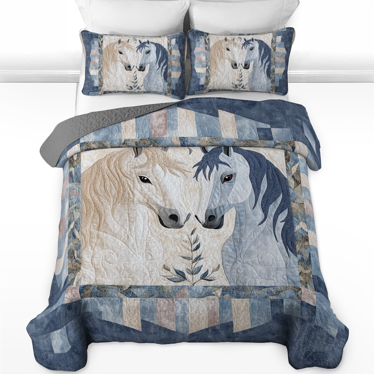 Shineful All Season Quilt 3-Piece Set - Ethereal Blue Harmony