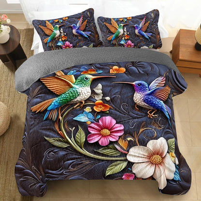 Shineful All Season Quilt 3-Piece Set Hummingbird Dream