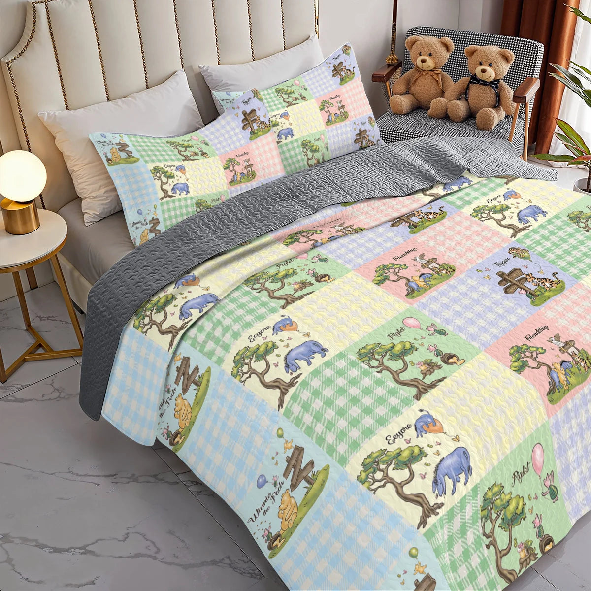 Shineful All Season Quilt 3-Piece Set Winnie the Pooh Patchwork Dreams