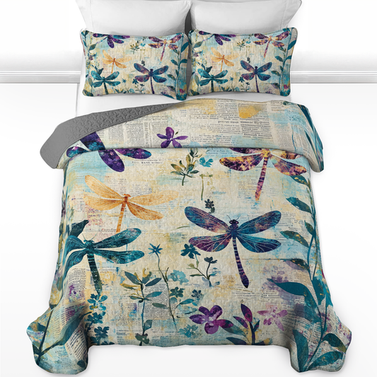 Shineful All Season Quilt 3-Piece Set - Dragonfly's Serenity