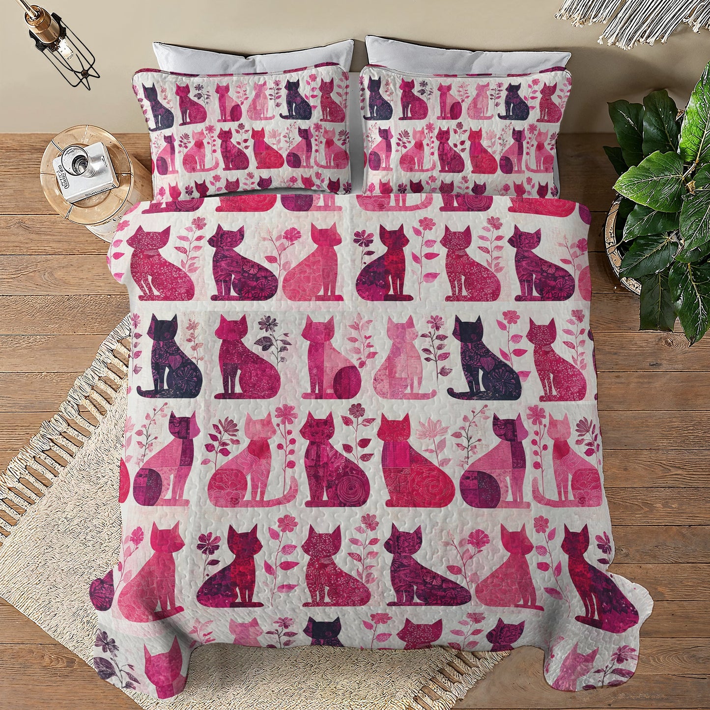 Shineful All Season Quilt 3-Piece Set Purrfectly Pink Paradise