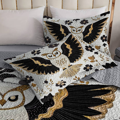 Shineful All Season Quilt 3-Piece Set - Majestic Night Owl