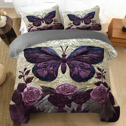 Shineful All Season Quilt 3-Piece Set Serene Butterfly Haven