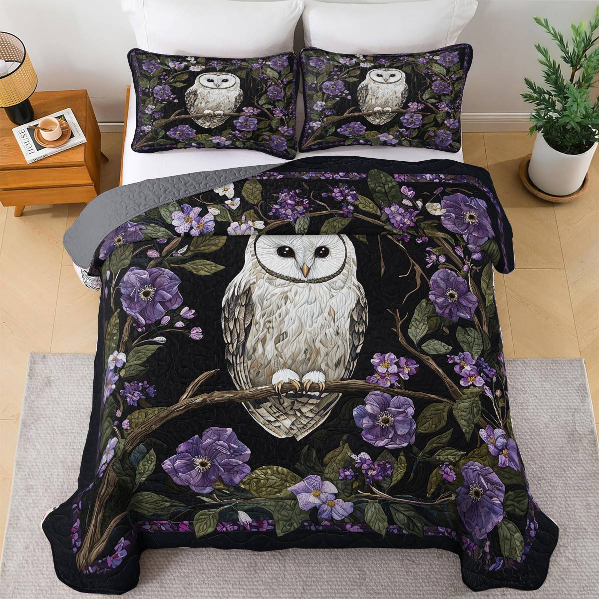 Shineful All Season Quilt 3-Piece Set - Enchanted Owl Garden